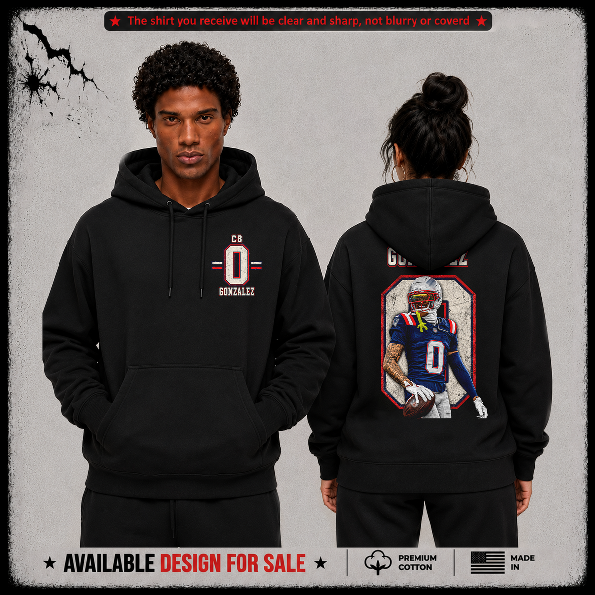 Christian Gonzalez CB-0 Premium 100% Cotton Hoodie From New England Patriots