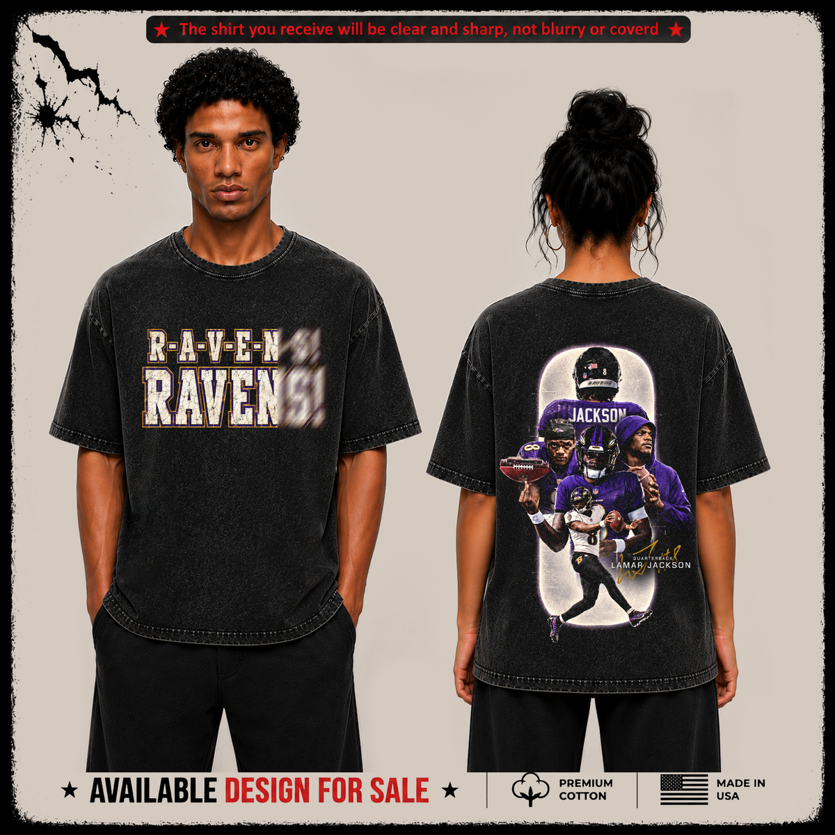Lamar Jackson 'R-a-v-e-n-s' Premium Acid Washed T-Shirt (Made In US) From Baltimore Ravens