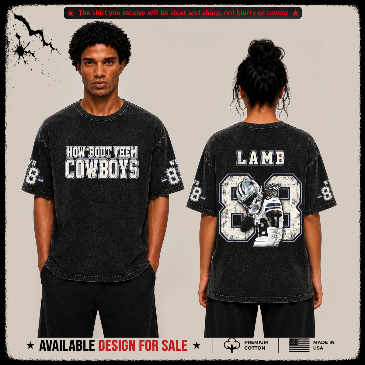 Ceedee Lamb 88 'How 'Bout Them Cowboys' Premium Acid Washed T-Shirt (Made In US) From Dallas Cowboys