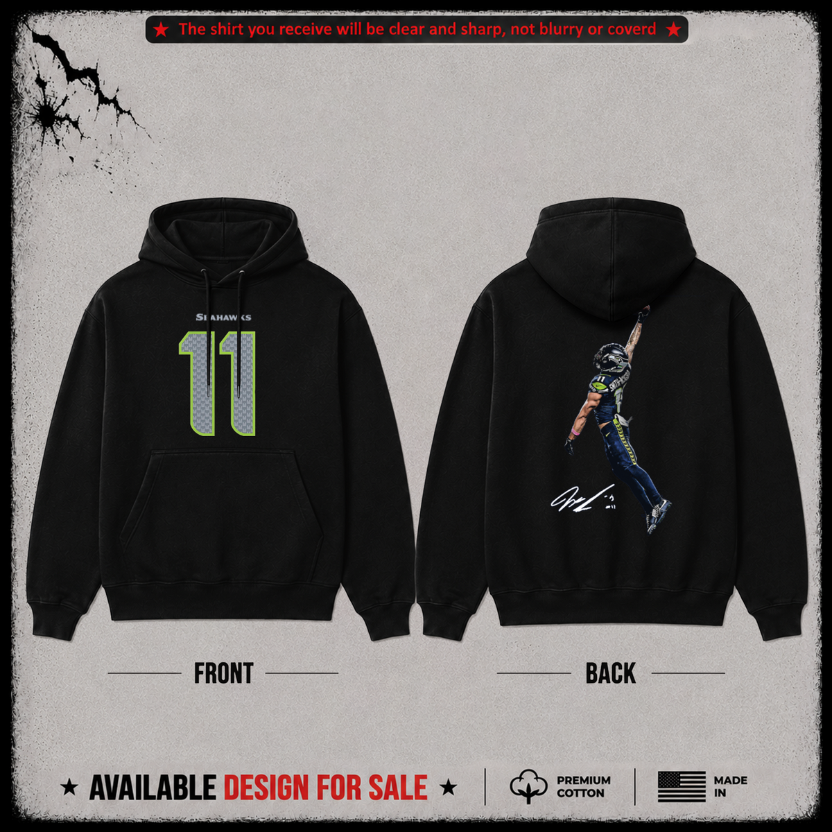Jaxon Smith-Njigba 'Posterized' Premium 100% Cotton Hoodie From Seattle Seahawks