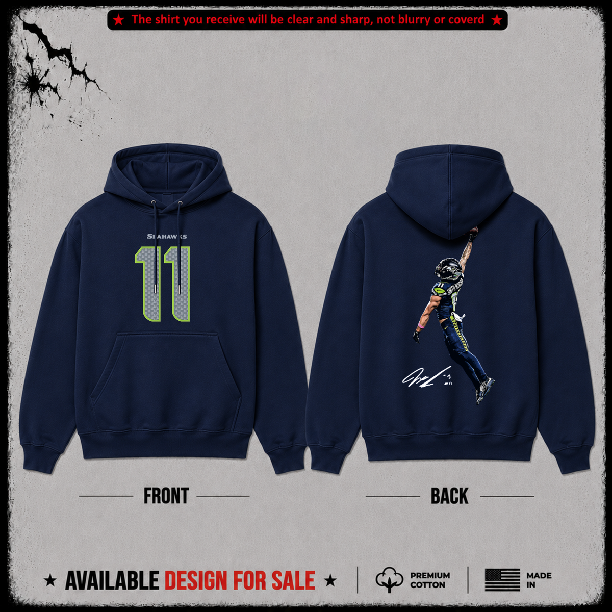 Jaxon Smith-Njigba 'Posterized' Premium 100% Cotton Hoodie From Seattle Seahawks