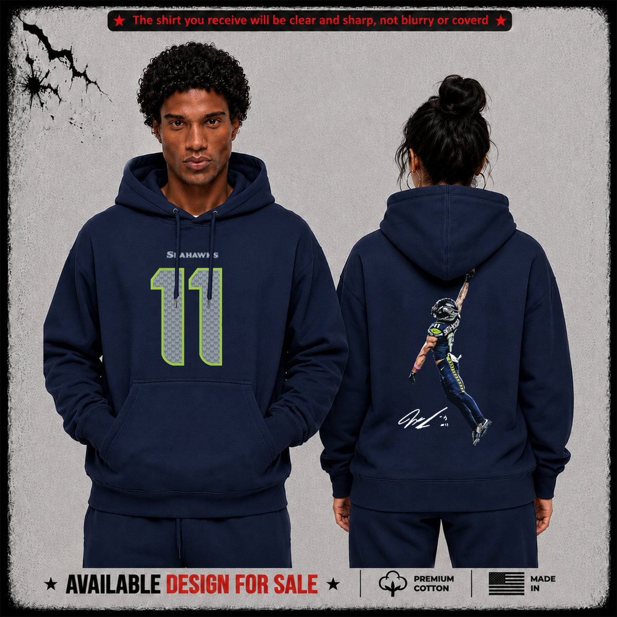 Jaxon Smith-Njigba 'Posterized' Premium 100% Cotton Hoodie From Seattle Seahawks