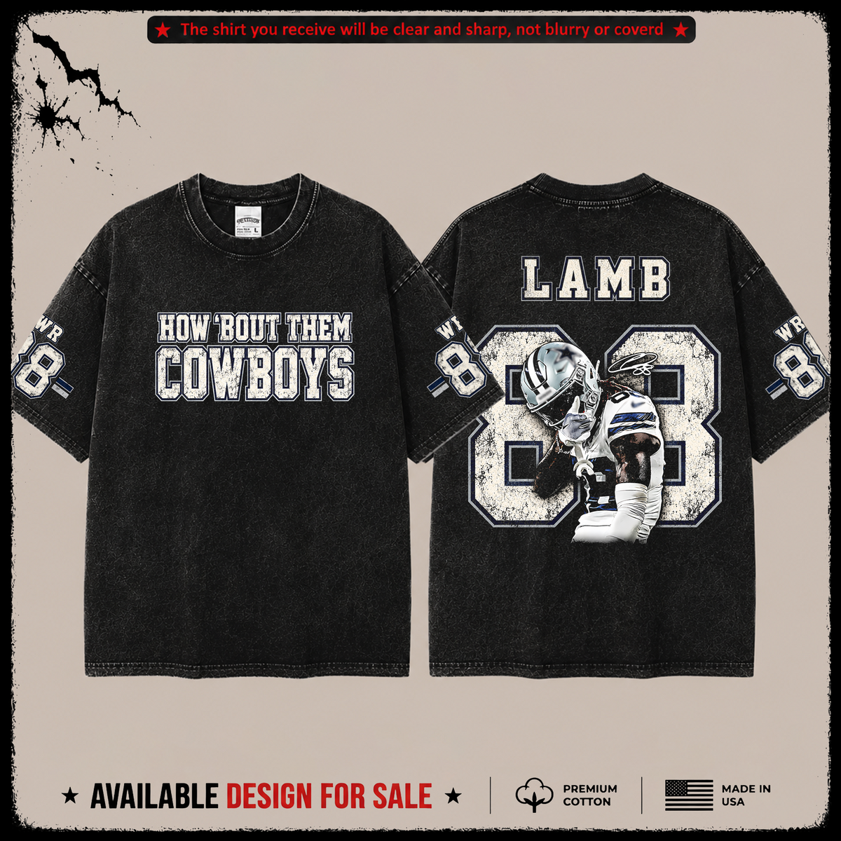 Ceedee Lamb 88 'How 'Bout Them Cowboys' Premium Acid Washed T-Shirt (Made In US) From Dallas Cowboys