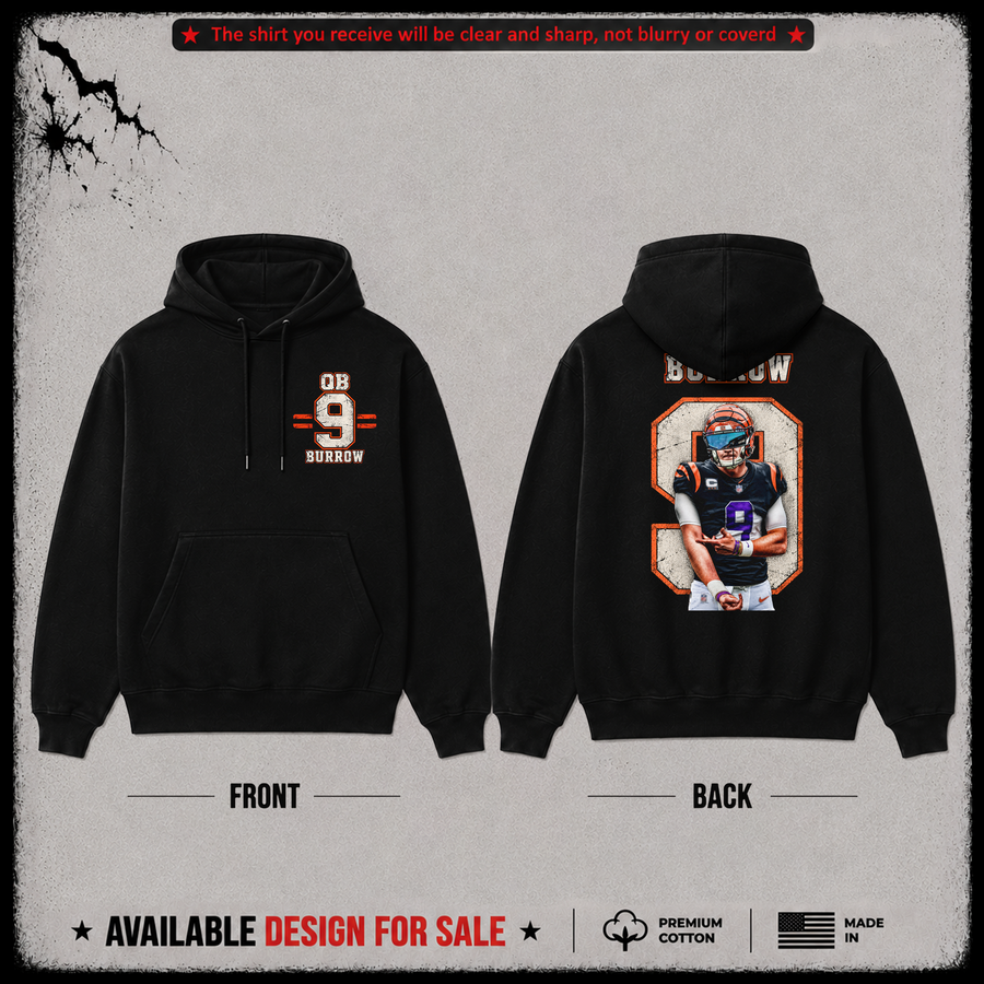 Joe Burrow 9 'Who Dey' Premium 100% Cotton Hoodie From Cincinnati Bengals