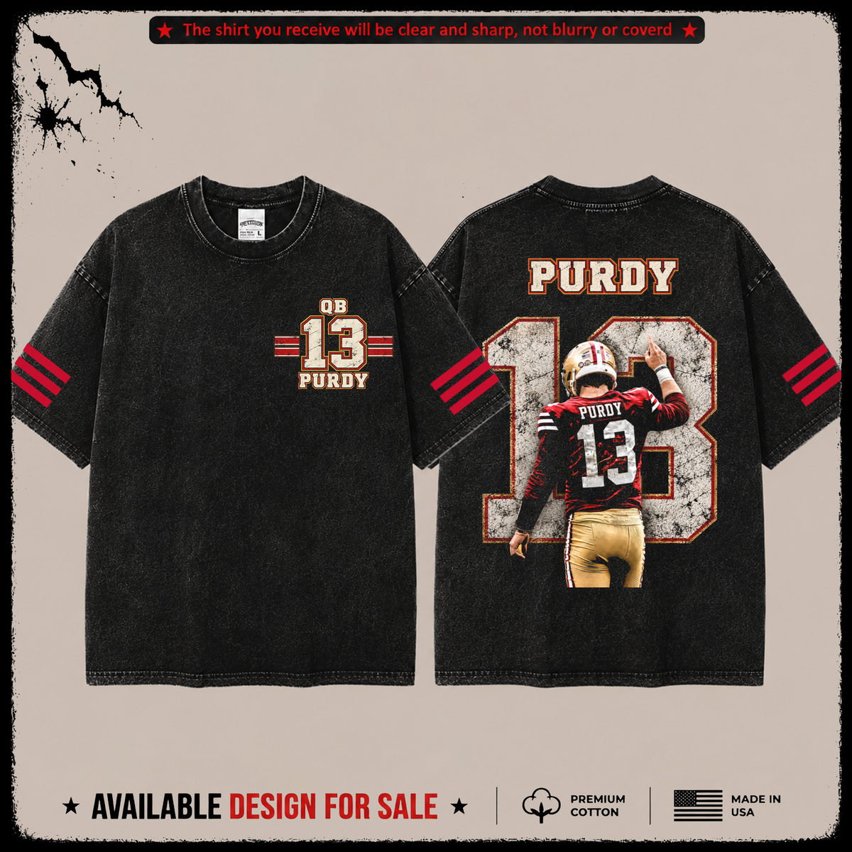 Brock Purdy 13 San Francisco 49ers Premium Acid Washed T-Shirt (Made In US)