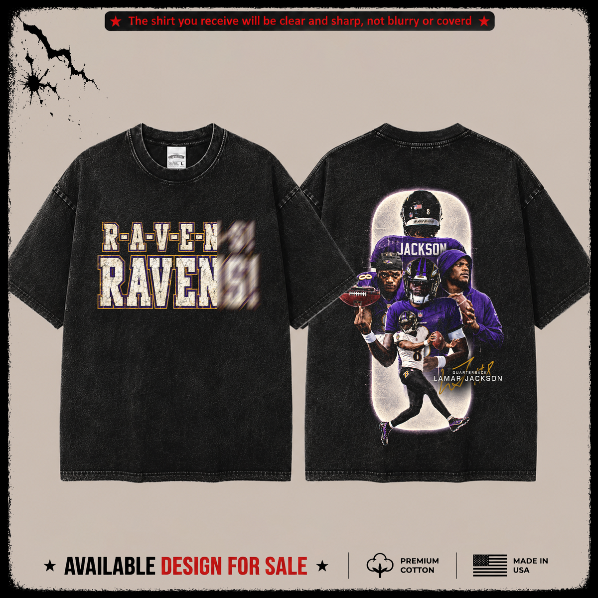 Lamar Jackson 'R-a-v-e-n-s' Premium Acid Washed T-Shirt (Made In US) From Baltimore Ravens