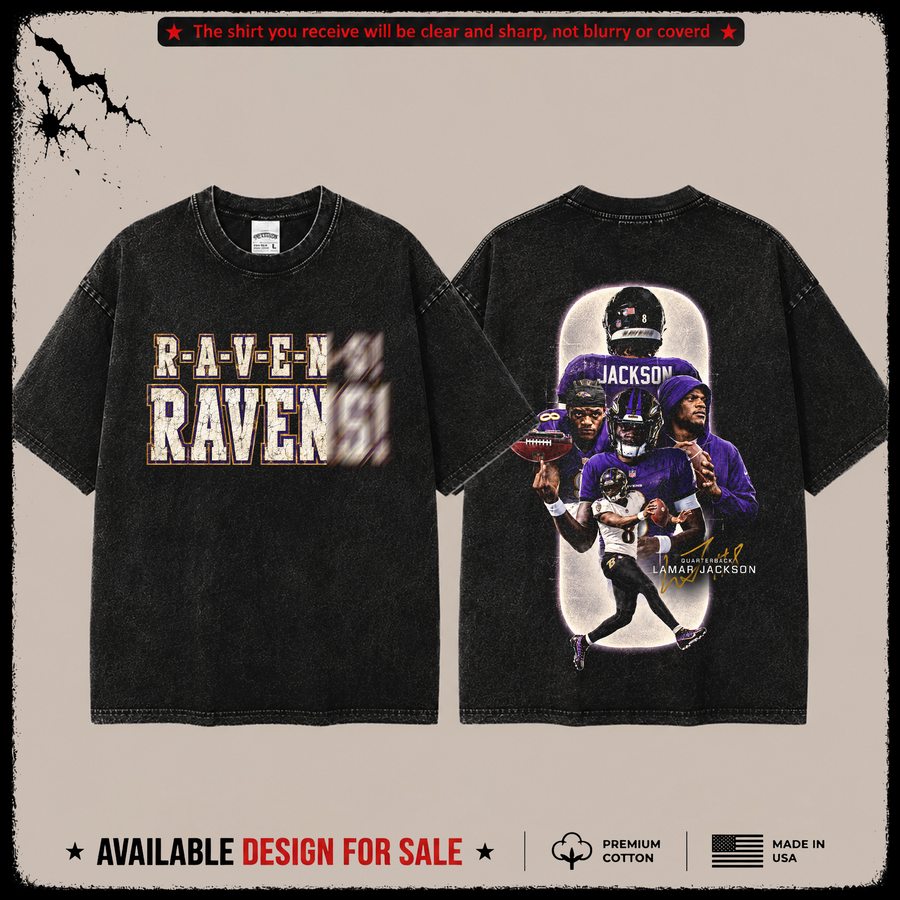 Lamar Jackson 'R-a-v-e-n-s' Premium Acid Washed T-Shirt (Made In US) From Baltimore Ravens