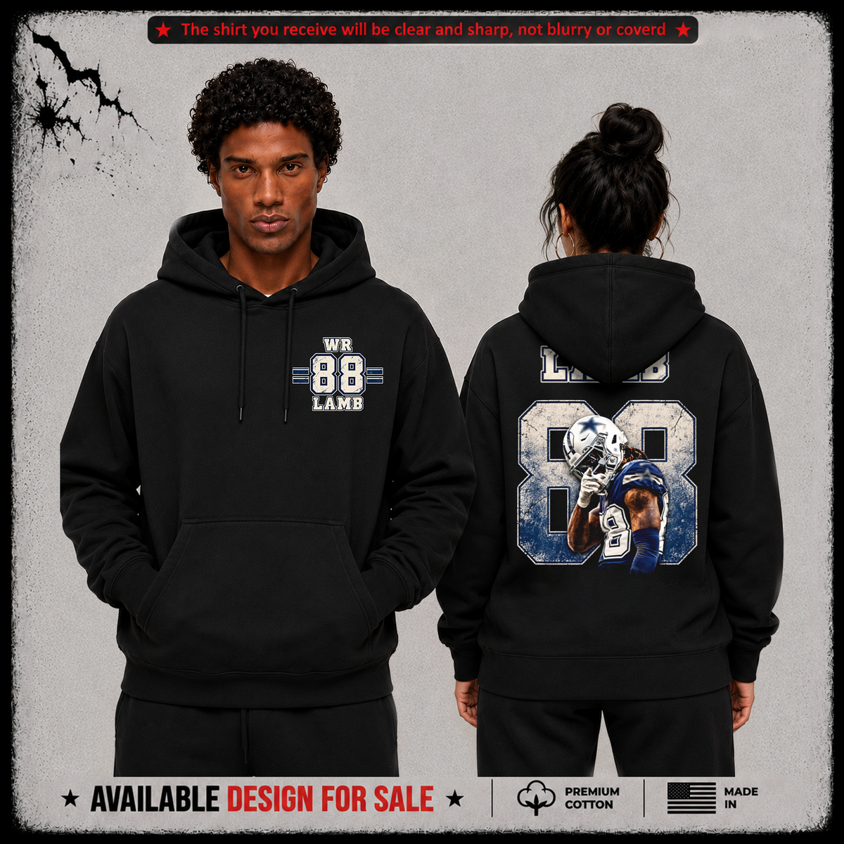 Ceedee Lamb Dallas Cowboys 88 Premium 100% Cotton Hoodie