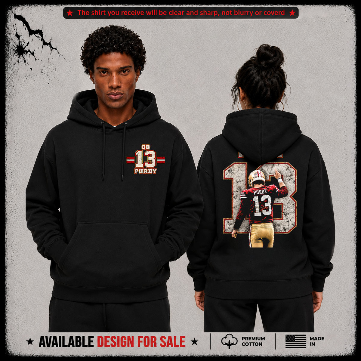 Brock Purdy QB-13 Premium 100% Cotton Hoodie From San Francisco 49ers