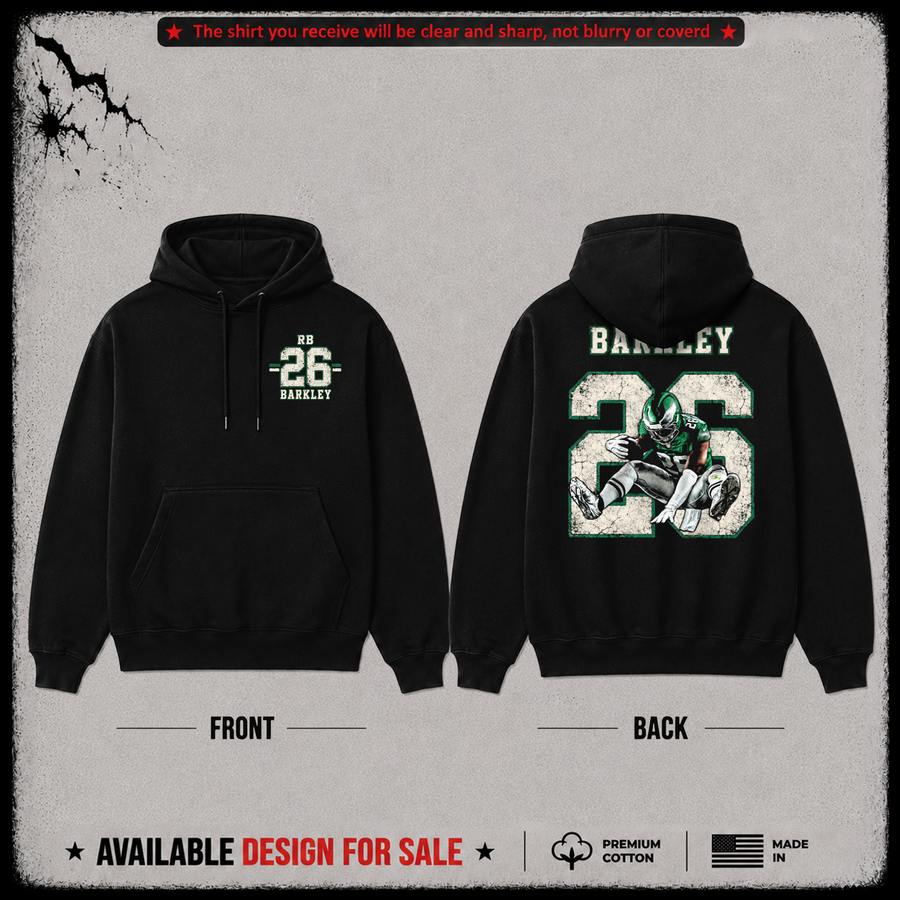 Saquon Barkley RB-26 Premium 100% Cotton Hoodie From Philadelphia Eagles