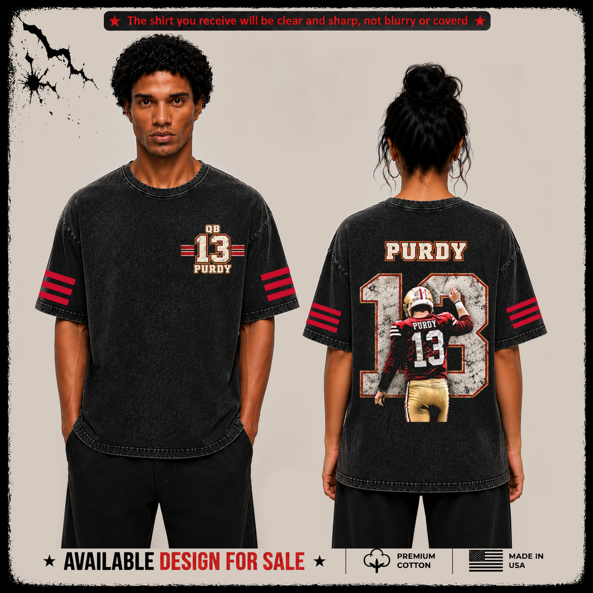 Brock Purdy 13 San Francisco 49ers Premium Acid Washed T-Shirt (Made In US)