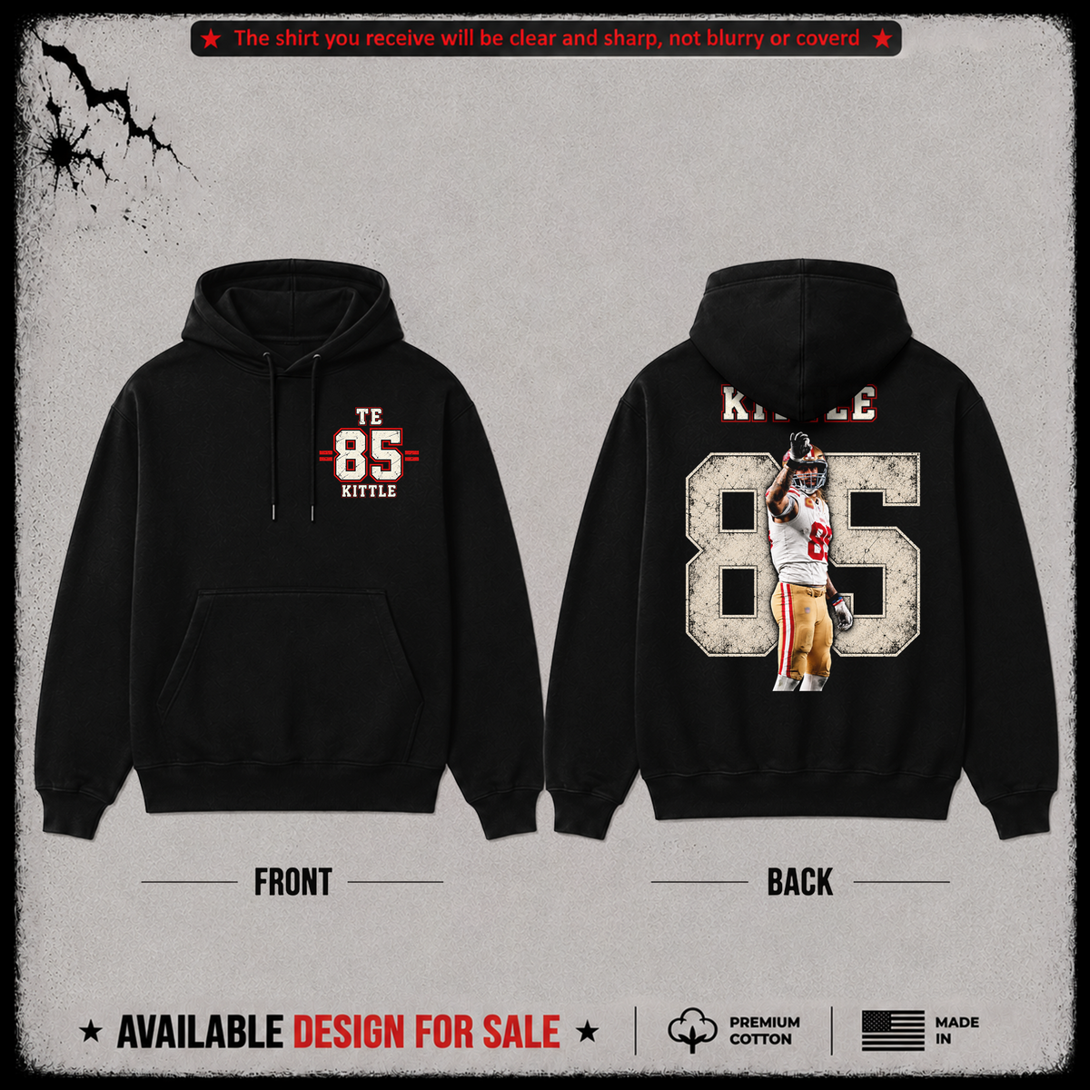 George Kittle TE-85 Premium 100% Cotton Hoodie From San Francisco 49ers