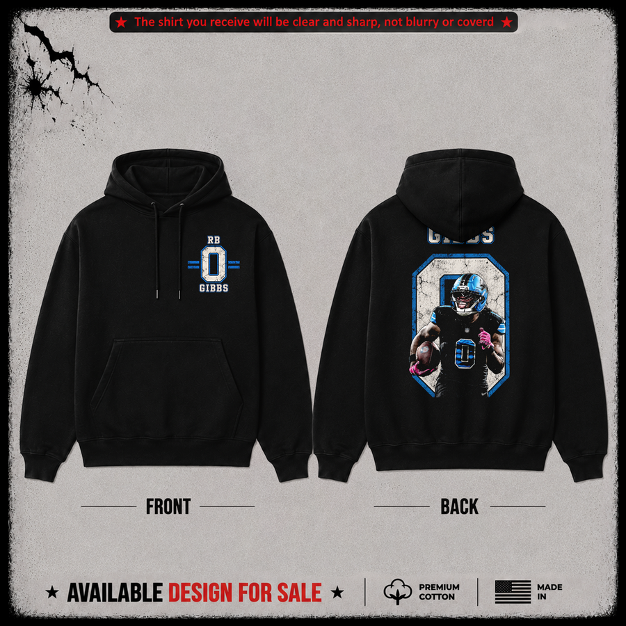 Jahmyr Gibbs RB-0 Premium 100% Cotton Hoodie From Detroit Lions