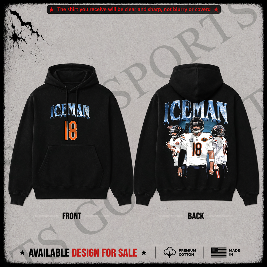 Caleb Williams 18 'Iceman' Premium 100% Cotton Hoodie From Chicago Bears