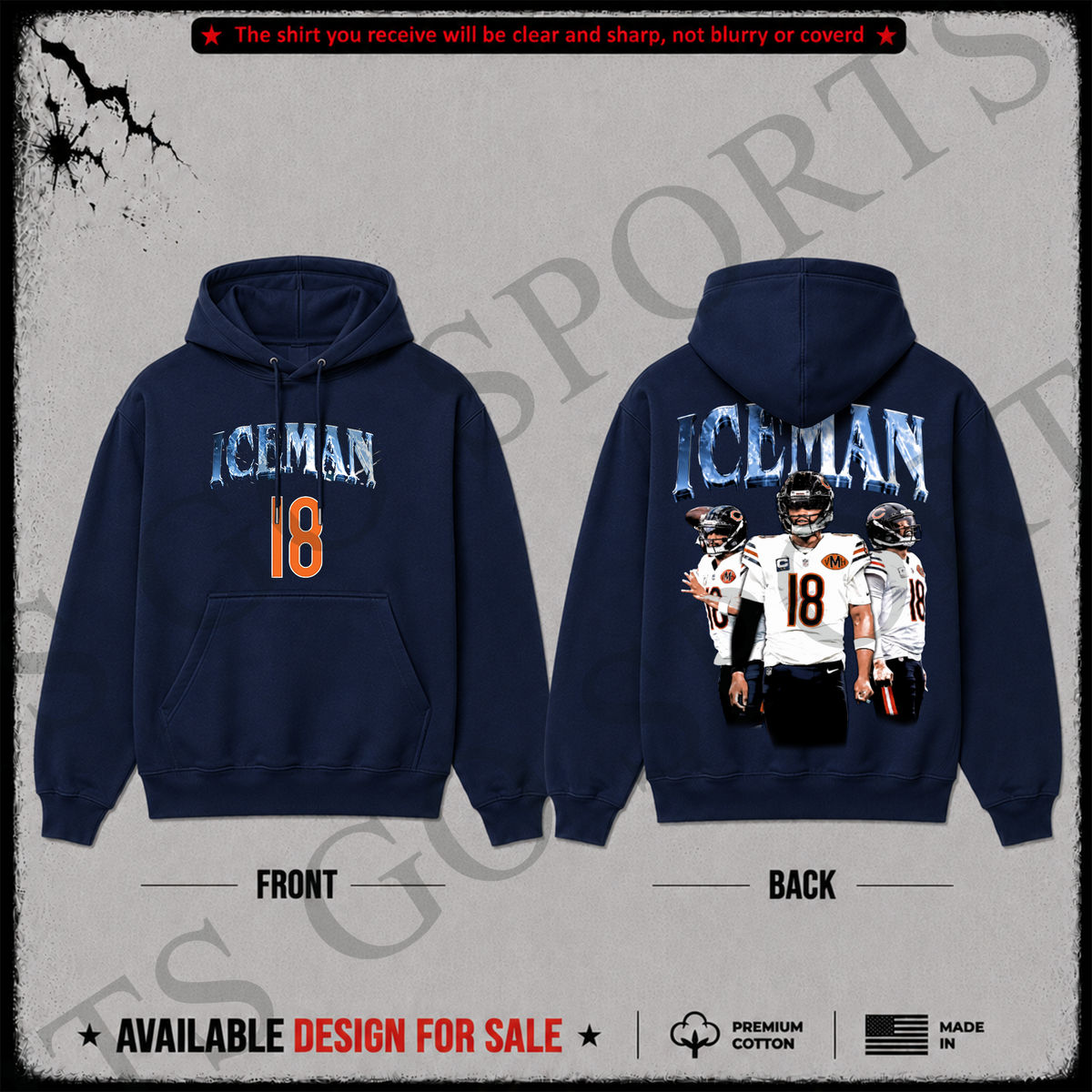 Caleb Williams 18 'Iceman' Premium 100% Cotton Hoodie From Chicago Bears