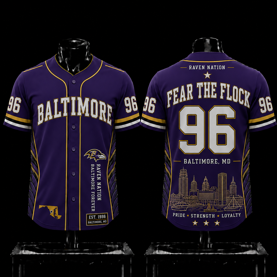 Baltimore Ravens 'Fear The Flock' 1996 EST Premium Baseball Jersey 2026