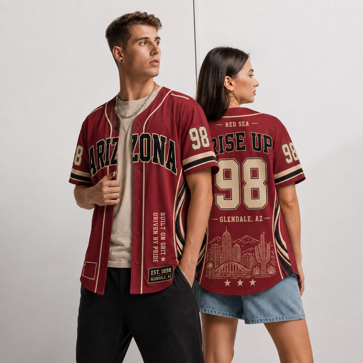 Arizona Cardinals 'Rise Up' 1998 EST Premium Baseball Jersey For Red Sea, Bird Gang