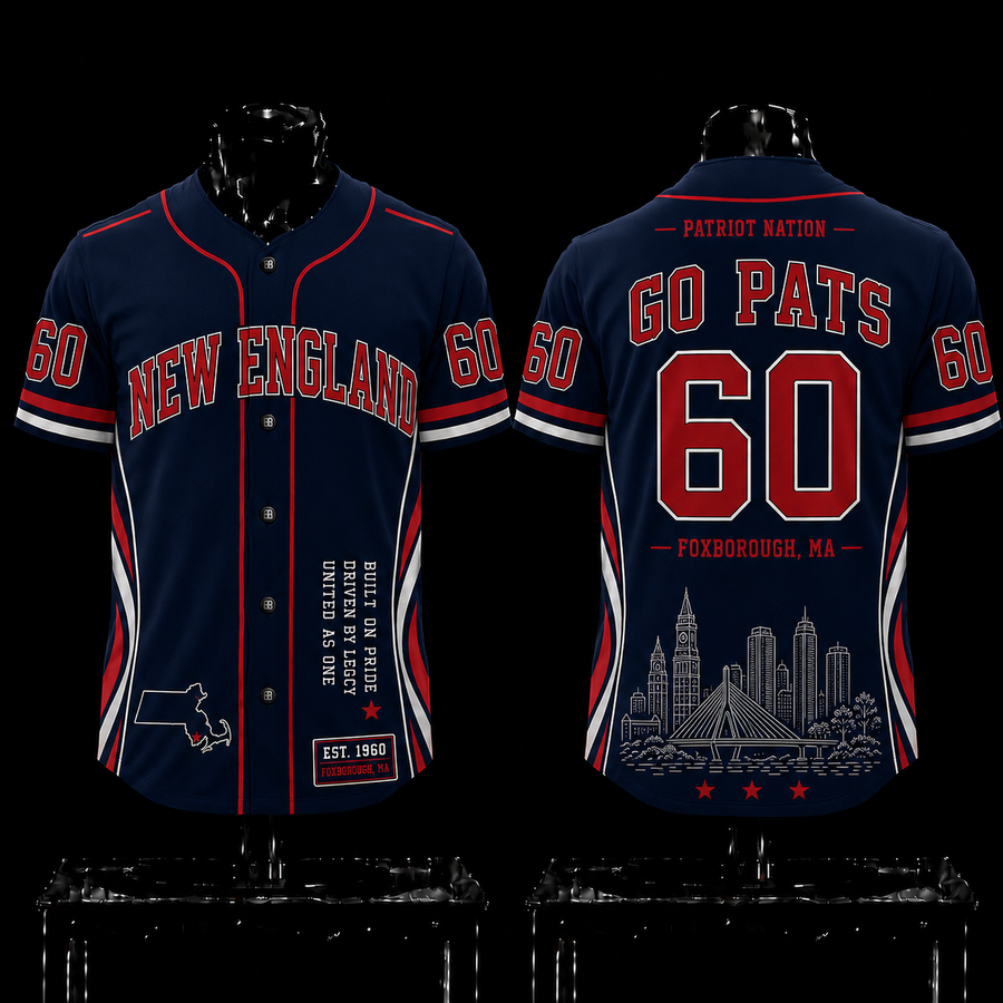 New England Patriots 'Go Pats' 1960 EST Premium Baseball Jersey 2026